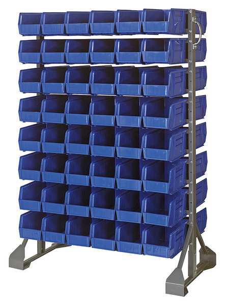 Steel Bin Rail Floor Rack, 36 in W x 20 in D x 54 in H, Blue