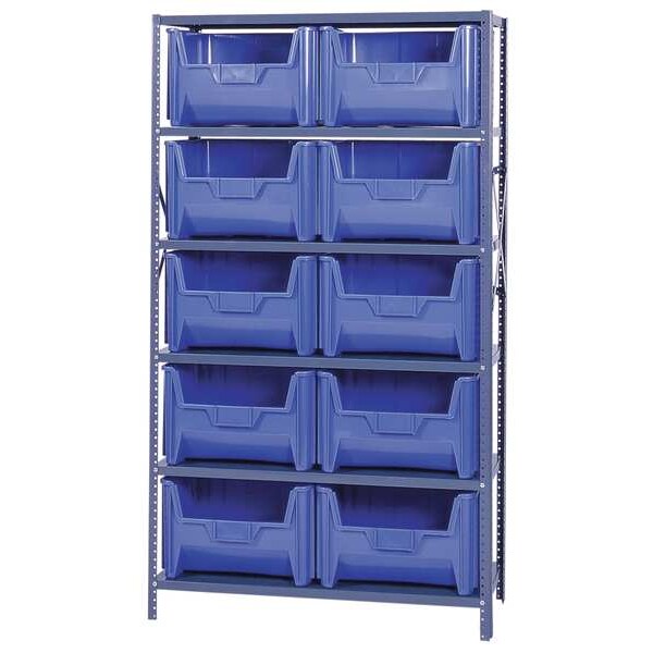 Steel Bin Shelving, 42 in W x 75 in H x 18 in D, 6 Shelves, Blue