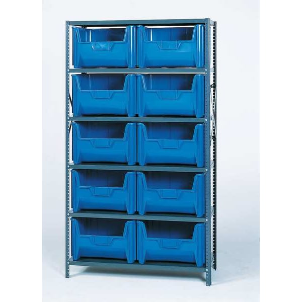 Steel Bin Shelving, 42 in W x 75 in H x 18 in D, 6 Shelves, Gray