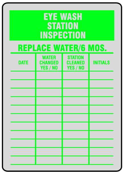 Eye Wash Sta Inspection Tag, Foil, PK25