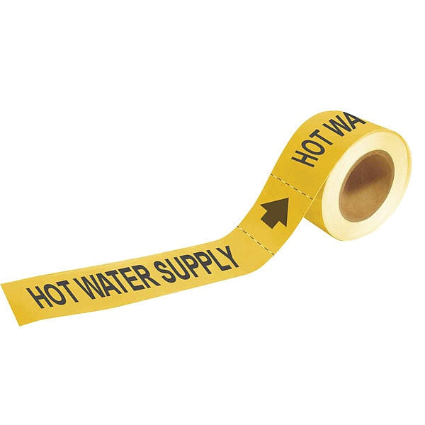 Pipe Marker, Hot Water Supply, 2 In.H
