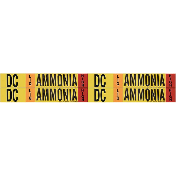 Ammonia Pipe Marker, DC, 1 to 2-1/2In, PK4