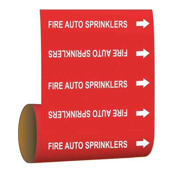 Pipe Marker, Fire Auto Sprinklers, Red, 15541