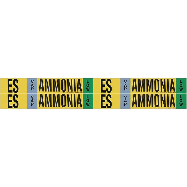 Ammonia Pipe Marker, ES, 1 to 2-1/2In, PK4