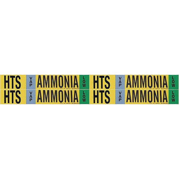 Ammonia Pipe Marker, HTS, 1 to 2-1/2In, PK4