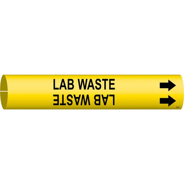 Pipe Marker, Lab Waste, Y, 1-1/2 to2-3/8 In