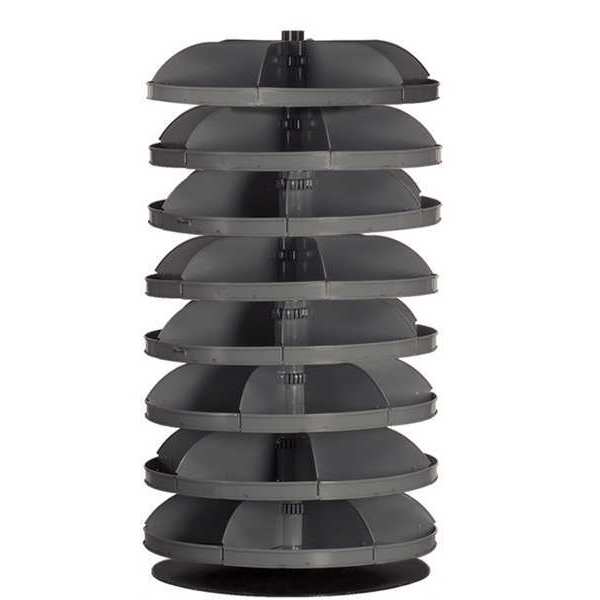 Prime Cold Rolled Steel Revolving Storage Bin, 34 in D x 65 1/2 in H x 34 in W, 8 Shelves, Gray