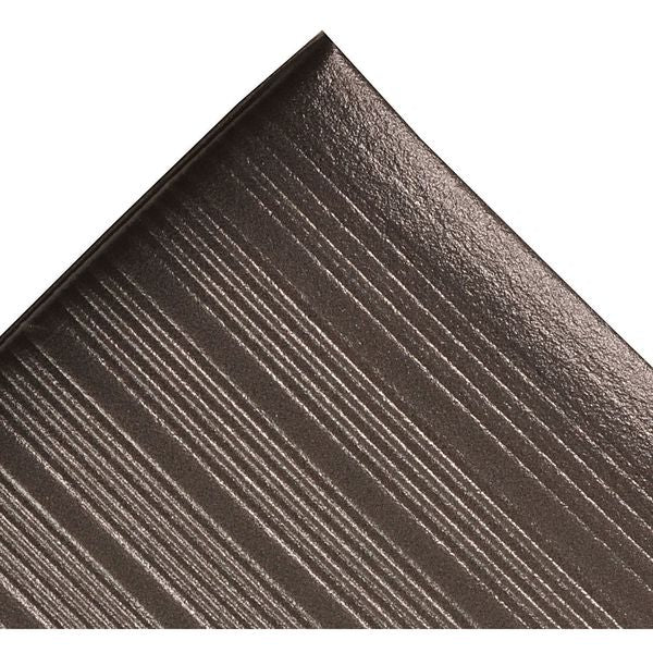 Antifatigue Mat, Black, 5 ft. L x 3 ft. W, PVC Closed Cell Foam, Corrugated Surface Pattern