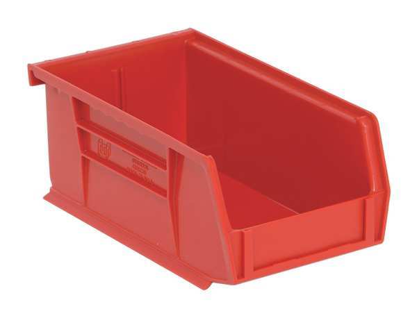 Hang & Stack Storage Bin, Red, Polypropylene, 7 3/8 in L x 4 1/8 in W x 3 in H, 10 lb Load Capacity