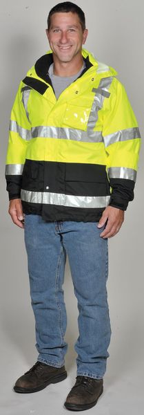 Icon Rain Jacket, Class 3, Type P, Ylw/Green, 3XL