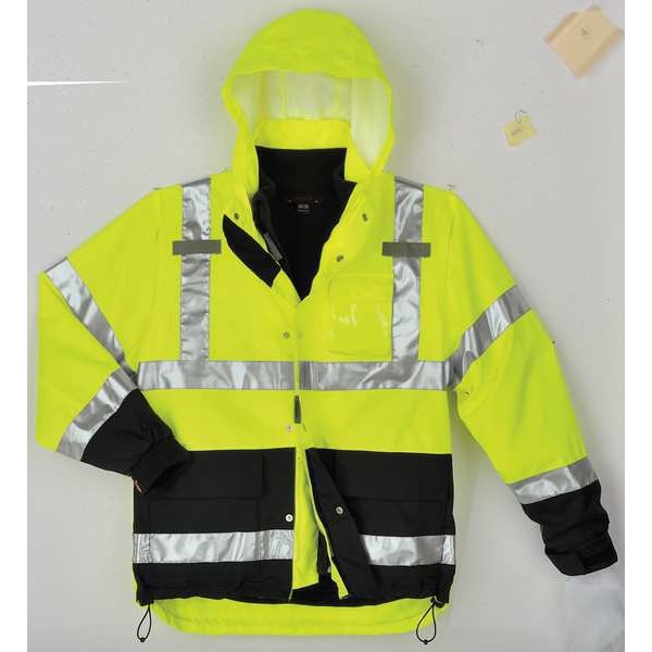 Icon Rain Jacket, Class 3, Type P, Ylw/Green, M