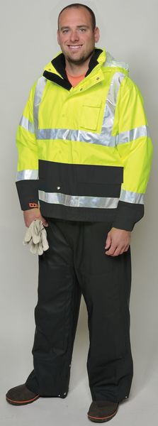 Icon Rain Jacket, Class 3, Type P, Ylw/Green, L