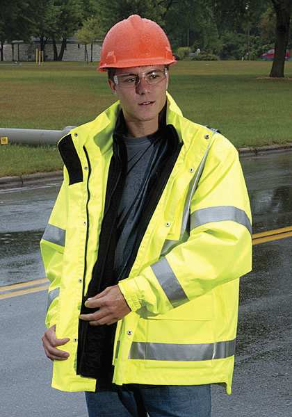 3-In-1 Jacket w/Hood, Hi-Vis Yellow/Green, 5XL