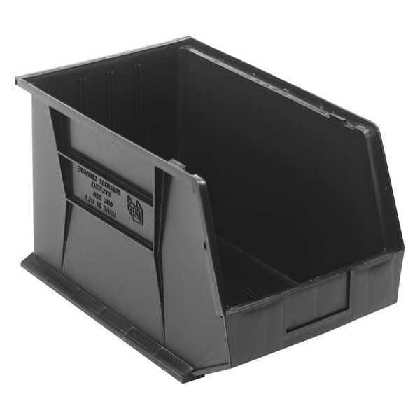 Hang & Stack Storage Bin, Black, Polypropylene, 18 in L x 8 1/4 in W x 9 in H, 60 lb Load Capacity
