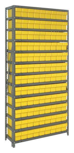 Steel Bin Shelving, 36 in W x 75 in H x 18 in D, 13 Shelves, Yellow