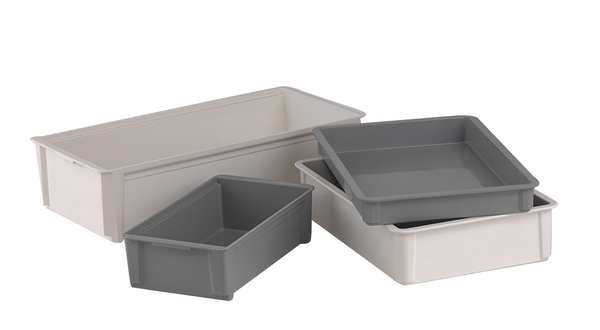 Stacking Container, White, Fiberglass Reinforced Plastic, 33 1/8 in L, 15 5/8 in W, 8 in H