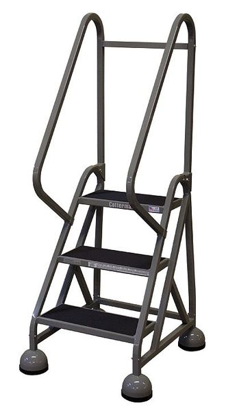 57 in H Steel Rolling Ladder, 3 Steps
