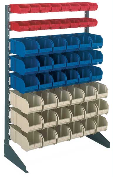 Steel Bin Rail Floor Rack, 36 in W x 15 in D x 54 in H, Blue