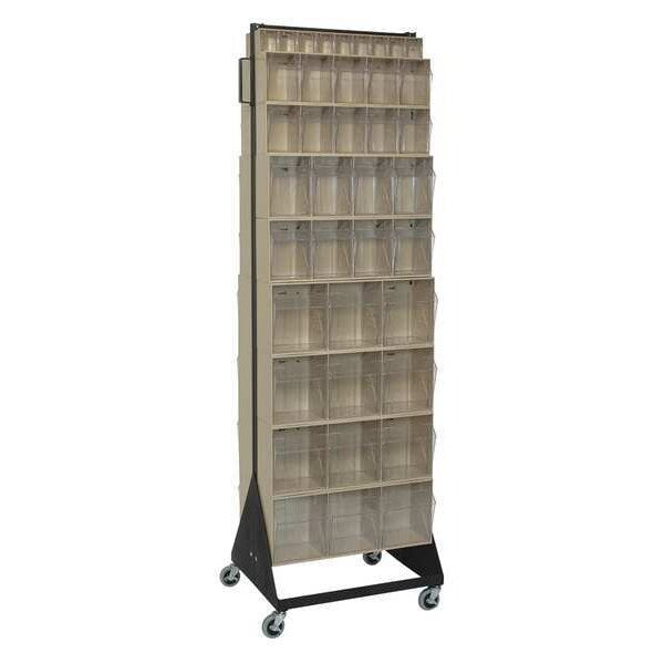 Steel And High Impact Polystyrene Mobile Double Sided Tip Out Bin Rack, 52 in H x Ivory