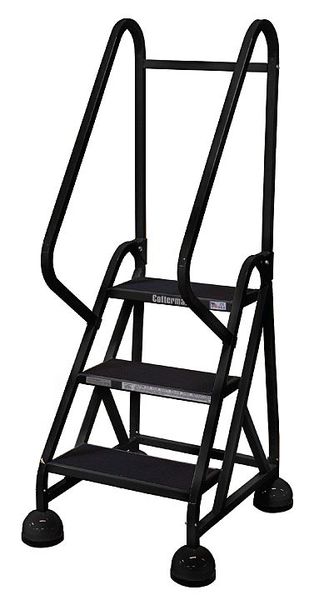 57 in H Steel Rolling Ladder, 3 Steps