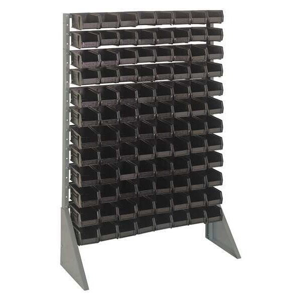 Steel Bin Rail Floor Rack, 36 in W x 15 in D x 54 in H, Black