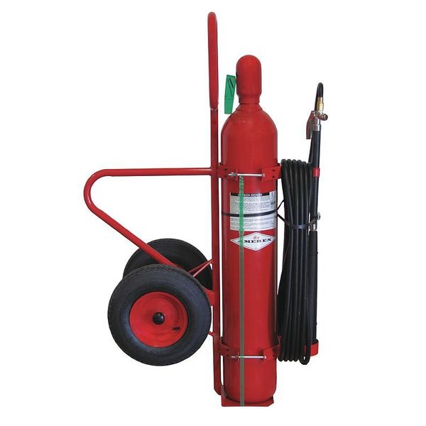 Wheeled Fire Extinguisher, 20B:C, Carbon Dioxide, 50 lb