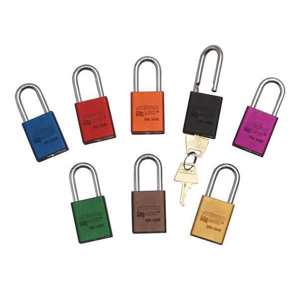 Anodized Aluminum Lockout Padlock, 1-1/2 in Wide with 1-1/2 in Tall Shackle, Red, Pack of 6