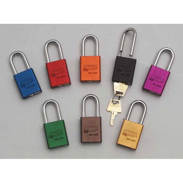 Anodized Aluminum Lockout Padlock, 1-1/2 in Wide with 1-1/2 in Tall Shackle, Red, Pack of 6