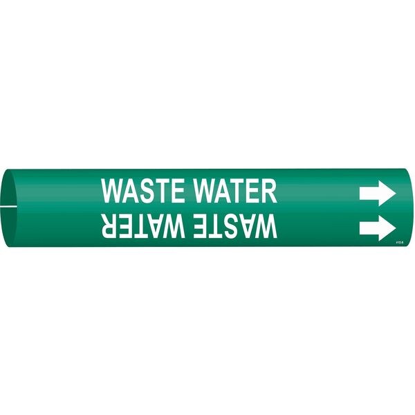 Pipe Marker, Waste Water, Green, 4 to 6 In