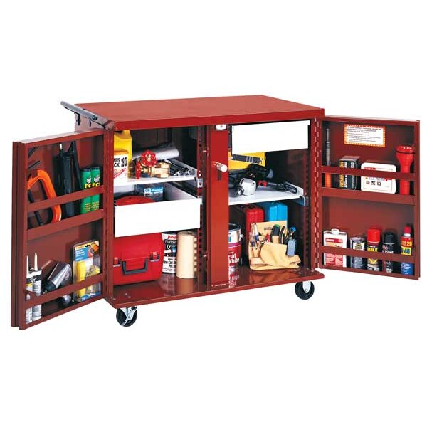 JOBOX Rolling Work Bench - 2 Drawers, 2 Shelves, 4