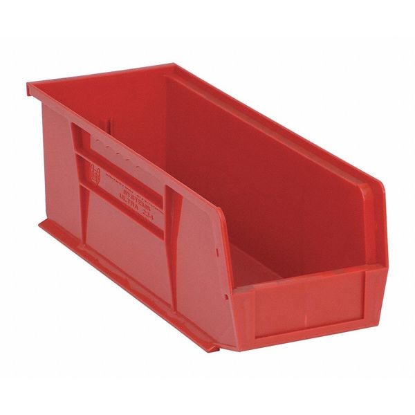 Hang & Stack Storage Bin, Red, Polypropylene, 14 3/4 in L x 5 1/2 in W x 5 in H