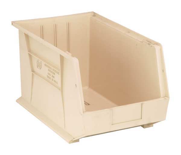 Hang & Stack Storage Bin, Ivory, Polypropylene, 18 in L x 11 in W x 10 in H, 75 lb Load Capacity