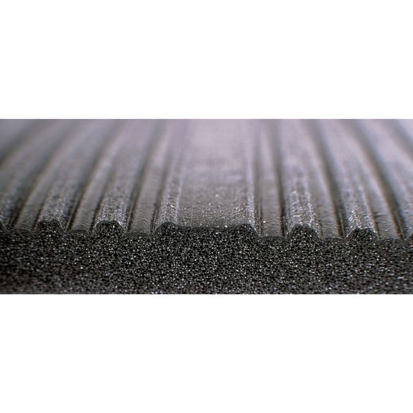 Antifatigue Mat, Black, 5 ft. L x 3 ft. W, PVC Closed Cell Foam, Corrugated Surface Pattern