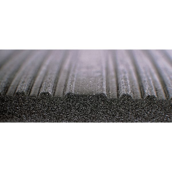 Antifatigue Runner, Black/Yellow, 60 ft. L x 4 ft. W, PVC Closed Cell Foam, Ribbed Surface Pattern