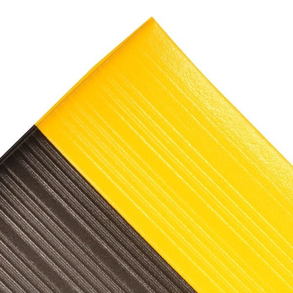 Antifatigue Runner, Black/Yellow, 60 ft. L x 4 ft. W, PVC Closed Cell Foam, Ribbed Surface Pattern