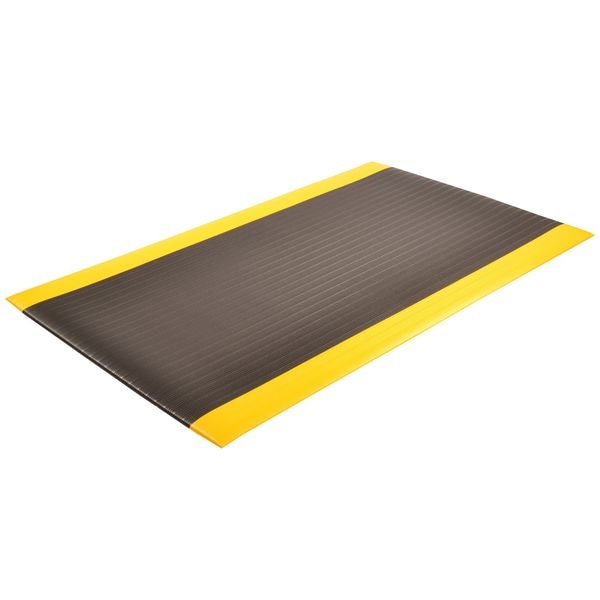 Antifatigue Runner, Black/Yellow, 12 ft. L x 3 ft. W, PVC Closed Cell Foam, 3/8