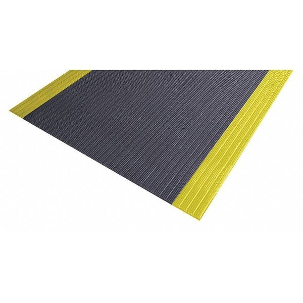 Antifatigue Mat, Black/Yellow, 3 ft. L x 2 ft. W, PVC Closed Cell Foam, Corrugated Surface Pattern