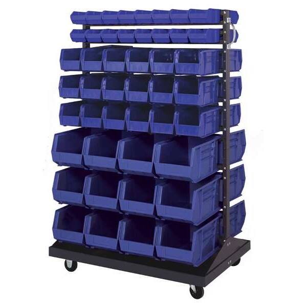Steel Bin Rail Floor Rack, 36 in W x 20 in D x 54 in H, Red