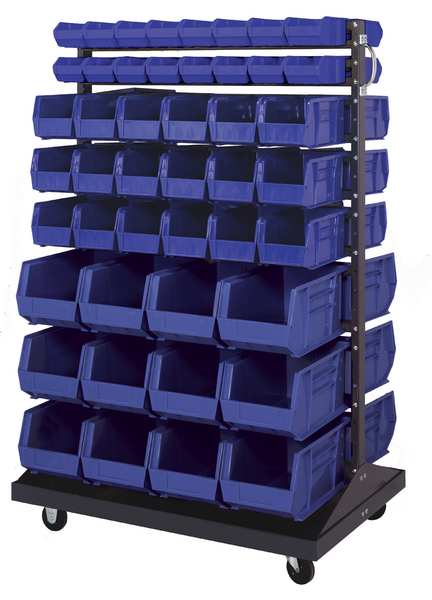 Steel Bin Rail Floor Rack, 36 in W x 20 in D x 54 in H, Blue