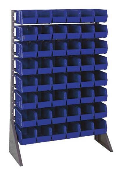 Steel Bin Rail Floor Rack, 36 in W x 15 in D x 54 in H, Blue