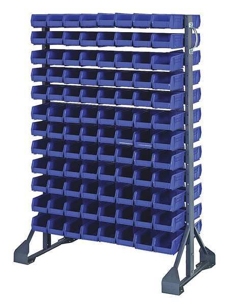 Steel Bin Rail Floor Rack, 36 in W x 20 in D x 54 in H, Blue