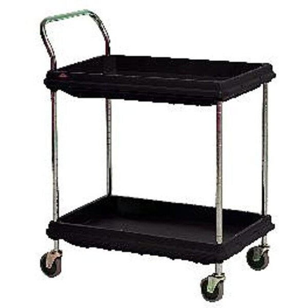 High Density Polyethylene (Shelf) Utility Cart with Deep Lipped Plastic Shelves, Raised, 2 Shelves