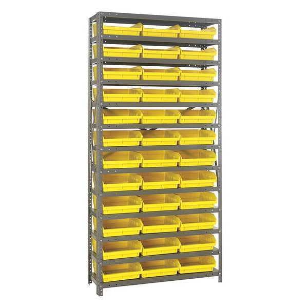 Steel Bin Shelving, 36 in W x 75 in H x 18 in D, 13 Shelves, Yellow