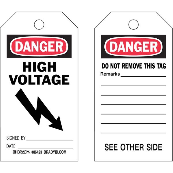 Danger Tag, 5-3/4 x 3 In, Cardstock, PK100, 86652