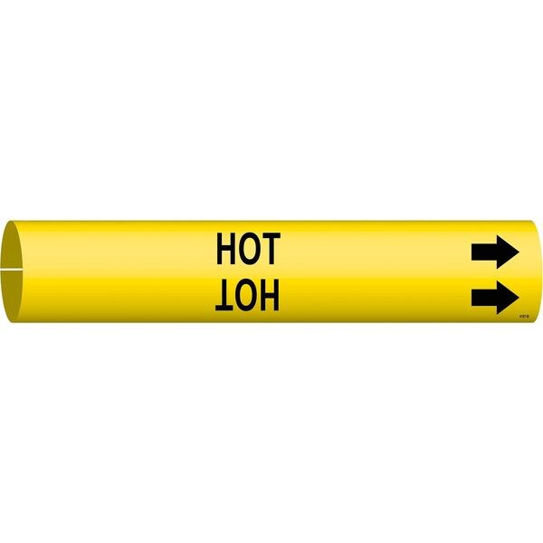 Pipe Marker, Hot, Yellow, 4 to 6 In