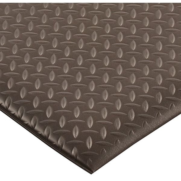 Antifatigue Mat, Diamond Plate, 5 ft x 3 ft, 1/2 in Thick, Black, PVC Foam