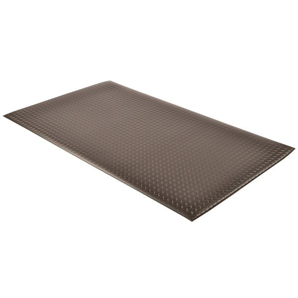 Antifatigue Mat, Black, 6 ft. L x 3 ft. W, PVC Foam, Diamond Plate Surface Pattern, 1/2