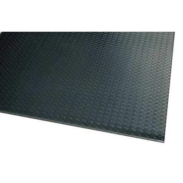 Antifatigue Mat, Diamond Plate, 5 ft x 3 ft, 1/2 in Thick, Black, PVC Foam
