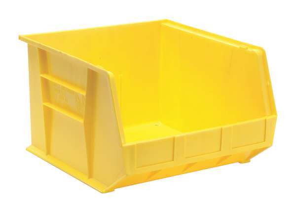 Hang & Stack Storage Bin, Yellow, Polypropylene, 18 in L x 16 1/2 in W x 11 in H