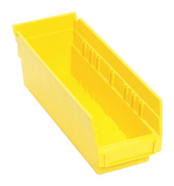 Shelf Storage Bin, Yellow, Polypropylene, 11 5/8 in L x 4 1/8 in W x 4 in H, 50 lb Load Capacity